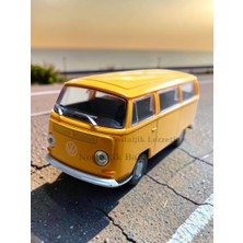Nostaljik Lezzetler Nostaljik Volkswagen Sarı Type 2 ( 1/32 Ölçek ) Metal Çek Bırak Kapılar Açılır Model Araba