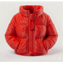 Khi-Zai Şişme Mont Tasarımlı Yüksek Kaliteli 3D Baskılı Kalemlik, 8,5 cm Yükseklik (Kırmızı)