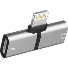Store Lightning Çoğaltıcı Adaptör 2'si 1 Arada – Çift Lightning Girişli Şarj ve Kulaklık Dönüştürücü, Aynı Anda Şarj ve Müzik Dinleme, iPhone Uyumlu, Gümüş