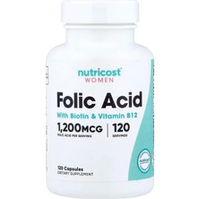 Nutricost Women Folic Acid With Biotin & Vitamin B12 120 Capsules