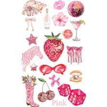 Khi-Zai Pink Vsco Laptop Tablet Telefon Ajanda Bullet Journal Motor Sticker - Etiket