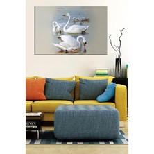 Khi-Zai Kuğular Vintage Kanvas Tablo. Temalar: Kuşlar Kelebekler, Doğa, Manzara, Göl, Deniz, Sonbahar, Yelkenli Gemi, Atatürk, Osmanlı, Çiçekler Dekoratif Duvar Panosu (50X35)