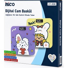 Store 0221A Dijital - Pilli Desenli Renkli Cam Banyo Baskül Terazi Tartı LCD Ekran 180KG/50GR 26X26CM İ11-030