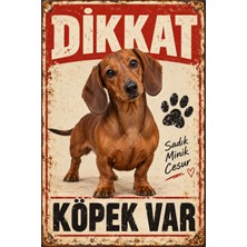 Lucena Dachshund Sosis Köpek Dikkat Köpek Var Retro Metal Uyarı Tabelası 15X20 cm