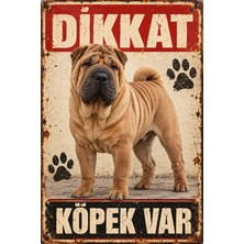 Lucena Shar Pei Dikkat Köpek Var Retro Metal Duvar Tabelası Köpek Uyarı Levhası 15X20 cm