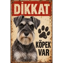 Lucena Miniature Schnauzer Dikkat Köpek Var Retro Metal Uyarı Tabelası 15X20 cm