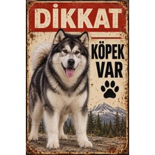 Lucena Alaskan Malamute Dikkat Köpek Var Retro Metal Tabela Dekoratif Uyarı Levhası 15X20 cm