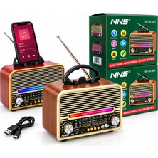 Nns Radyo Ahşap Retro Orta Boy Bluetooth Bağlantılı Usb/tf Şarjlı