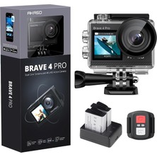 Store Brave 4 Pro Aksiyon Kamerası 4K Su Geçirmez Su Altı Kamerası 40 M - Ultra Hd 20MP 170° Geniş Açılı Wifi Spor Kamerası Çift Ekran, Dokunmatik Ekran, 5x Yakınlaştırma ve Montaj Setleri
