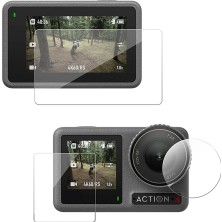 Store Temperli Cam Koruma Seti – Telesin S6-Flm-06-Tdj, Djı Osmo Action 3 ve 4 ile Uyumlu, Action 5 ile Kısmi Uyumlu, Lens + Ön + Arka Ekran Koruma