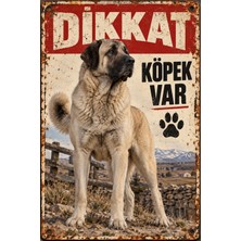 Lucena Anadolu Çoban Köpeği Dikkat Köpek Var Retro Metal Duvar Tabelası 15X20 cm