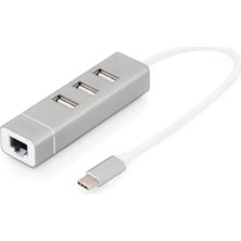 DA-70253 USB Type-C 3 Port Hub ve Hızlı Ethernet Lan Dönüştürücü