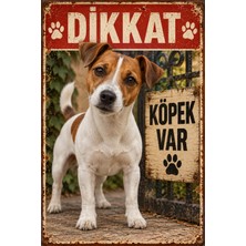 Lucena Jack Russell Terrier Dikkat Köpek Var Metal Tabela Retro Dekoratif Uyarı Levhası 15X20 cm