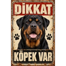 Lucena Rottweiler Dikkat Köpek Var Metal Tabela Retro Dekoratif Uyarı Levhası 15X20 cm