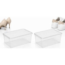 Store 2 Adet Şeffaf Ayakkabı Kutusu Kapaklı, Istiflenebilir Ayakkabı Saklama Kutusu ve Düzenleyici Organizer, Dolap Içi Gardırop Ayakkabılık Plastik Kutu (Kadın)