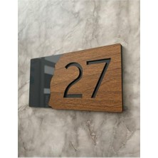 Lüks Wooden Serisi Kendinden Yapışkanlı Pleksi Kapı Numarası 27