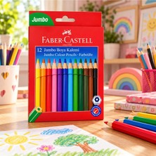 Faber -Castell Jumbo Kuru Boya Kalemi 12 Renk Tam Boy