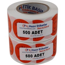 Store Kalite Kontrol Etiketi 30MM Çap Ruloda 500 Adet 2 Rulo Toplam 1000 Adet Turuncu Zemine Siyah Baskılı Quality Control Etiketi