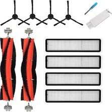 Store 12 Parçalı Aksesuar Seti Yedek Için Dreame D9 Elektrikli Süpürge Parçaları, 2 Ana Fırça, 4 Yan Fırça, 4 Filtre, 1 Temizleme Fırçası, 1 Tornavida (Siyah)