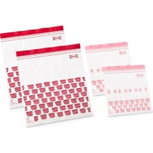 Istad 2.5l ve 1.2l Orta Boy Çift Mühürlü Dondurucu Gıda Torbaları, Kırmızı/pembe Baskı, 1qt ve 3qt, 805.256.74 - 100 Torbalık Set