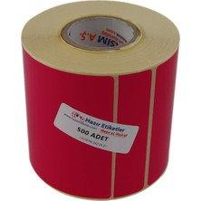 Store Pp Opak Renkli Etiket 90MM x 90MM Ruloda 500 Adet 40MM Kuka Çapında Cam Yüzeylere Iz Bırakmayan Etiket (Pembe)