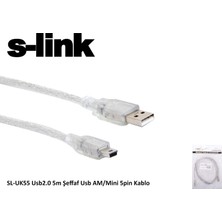 Aydogan's SL-UK55 Usb2.0 5m Şeffaf USB Am/mini 5pin Kablo