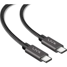 Aydogan's Solid 100W 5A Type C To Type C iPhone 15 Pro Max Plus Hızlı Şarj ve Data Kablosu Halat Örgülü Space Gray (1 Metre)