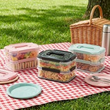 Store 2x1,8 L Çift Katlı Plastik Yemek Taşıma Kutusu 3,6 L Saklama Kabı Sızdırmaz Contalı Şeffaf Kilitli Sefer Tası Beslenme Kabı Lunch Box Erzak Kabı (1 Adet)