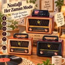 Nns Radyo Ahşap Retro Büyük Boy Bluetooth Bağlantılı Usb/tf Kumandalı Şarjlı