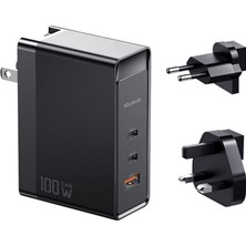 Aydogan's Gan 100W 3-Port Fast Charger, Siyah