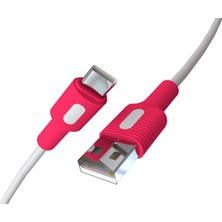Aydogan's Coral USB A-C Hızlı Şarj Kablosu, Beyaz Kablo, Beyaz/pembe Uçlar (120 Cm)
