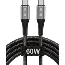Aydogan's Örgülü USB Type-C To Type-C 60W Örgülü Hızlı Şarj ve Data Kablosu 1 Metre (Siyah, Type-C To Type-C, 100, Santimetre)