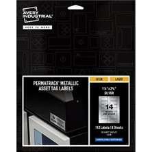 Metalik Varlık Etiketi Etiketleri, 1-1/4 x 2-3/4 Inç, Lazer Yazdırılabilir Etiketler, 112 Su Geçirmez Etiket (61528)