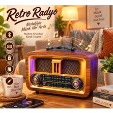Nns Radyo Ahşap Retro Orta Boy Bluetooth Bağlantılı Usb/tf Şarjlı
