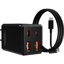 Aydogan's Hızlı Şarj Adaptörü 65W Gan + Type-C Kablo 100W Pd | 4 Port iPhone & Samsung Uyumlu X6425