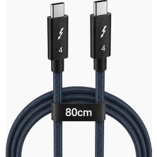 Aydogan's Thunderbolt Type-C To Type-C Kablo 80 Cm, Örgülü Usb-C Veri ve Şarj Kablosu, Dizüstü Bilgisayar Tablet Telefon Monitör Dock Istasyonu ile Uyumlu Dayanıklı Kablo | ZR949