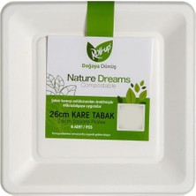 Roll-Up Nature Ekolojik Karton Kağıt Parti Tek Kullanımlık Kare Tabak, 26 Cm. - 6 Adetlik 3 Paket