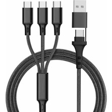 Aydogan's CR40 100W Type-C ve Usb'den 3 Adet Type-C'ye Pd Hızlı Şarj Örgü Kablo 3in2 Emark Çipi 20V5A