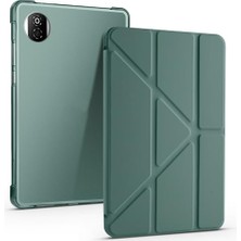 Honor Pad X7 8.7 ile Uyumlu Tri Folding Kalem Bölmeli Standlı Tablet Kılıfı, Koyu Yeşil