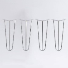 Martı Krom Gümüş Metal Sehpa ve Masa Ayağı Seti Mobilya Destek Yükseltici Ayak Takımı, 41 Cm, 4'lü