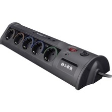 Aydogan's S-Link 10'lu Parcbeny Serisi Swv-Prz 100 Prizhive 3m 1860 Joule 1.5mm 1 USB 1 Typec 2.1A/5V 16A 250V 3680W 10'lu Akım Korumalı Priz