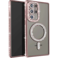 Aydogan's Samsung Galaxy S25 Ultra Kılıf Joke Simli Magneticsafe Kılıf - Pembe