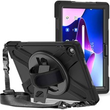 Lenovo Tab M10 TB-328F 3. Jenerasyon ile Uyumlu Silikon Kılıf, Ayarlanabilir Standlı, Darbe Korumalı, Askılı Tank Tablet Kılıfı
