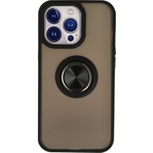 Bezos Professional iPhone 13 Pro Kılıf Montreal Yüzüklü Silikon Kapak - Siyah