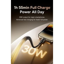 Aydogan's Tungsten Gold Air 30W Type-C To Lightning (Ip) Hızlı Şarj ve Veri Aktarım Kablosu, Pd Destekli Örgülü Kopmaz Yapı, iPhone ve iPad Uyumlu, 1.2 Metre, Cluster Siyah
