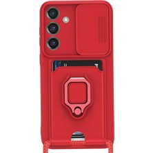 Bezos Professional Galaxy S25 Plus Kılıf Zuma Kartvizitli Yüzüklü Silikon - Kırmızı