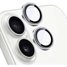 Aydogan's iPhone 17 ile Uyumlu Kamera Koruyucu Alüminyum Alaşım Çerçeveli ve 9h Sertliğinde Temperli Camlı Lens Koruyucu (Beyaz)