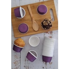 50'li Mor Muffin Kek Kalıbı, Kek Kapsülü Cupcake Kalıbı, Airfryer Uyumlu