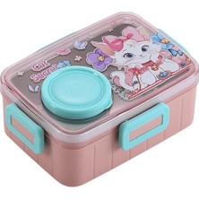 Aydogan's Bento 600ML Yeni Lunchbox Serisi Sevimli Desenli Tek Katlı Bölmesiz Mini Sosluklu Sızdırmaz Paslanmaz Çelik Sefer Tası Çocuk Okul Yemek Kutusu Bpa Yok Özel Kutulu - Pembe