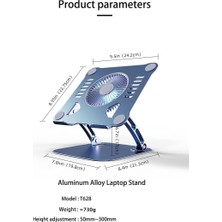 Aydogan's Ht-02 Metal Laptop Standı Yükseklik Ayarlı Fanlı Premium Serisi Notebook Tutucu Alüminyum Macbook Yükseltici 10-17 Inch